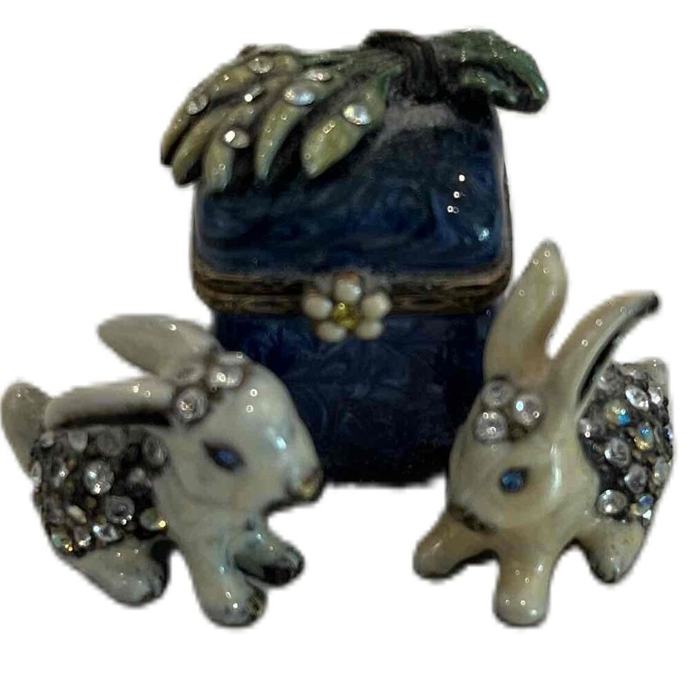 JAY STRONGWATER TOOTH FAIRY TRINKET PILL BOX BUNNY RABBIT CARROTS SWAROVSKI